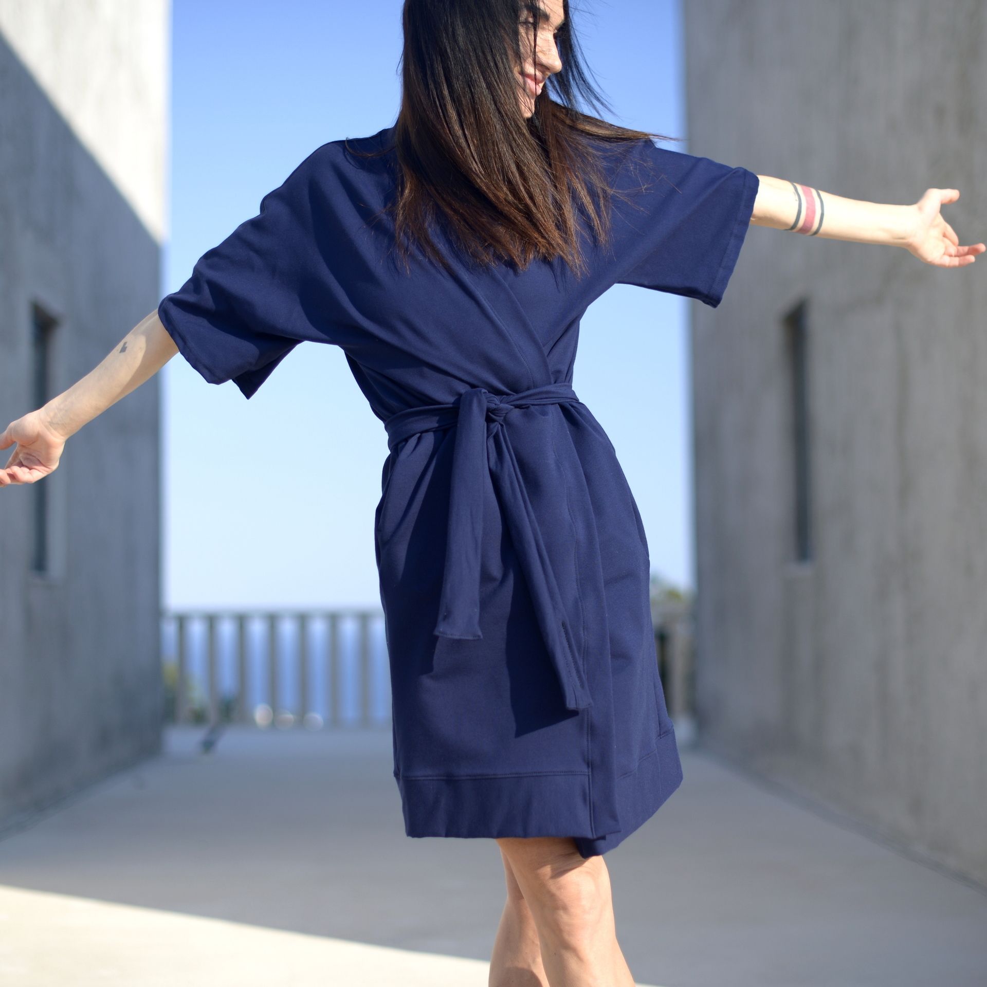 Bioga your local fashion brand - Šaty - Kimono dress- jersey-navy