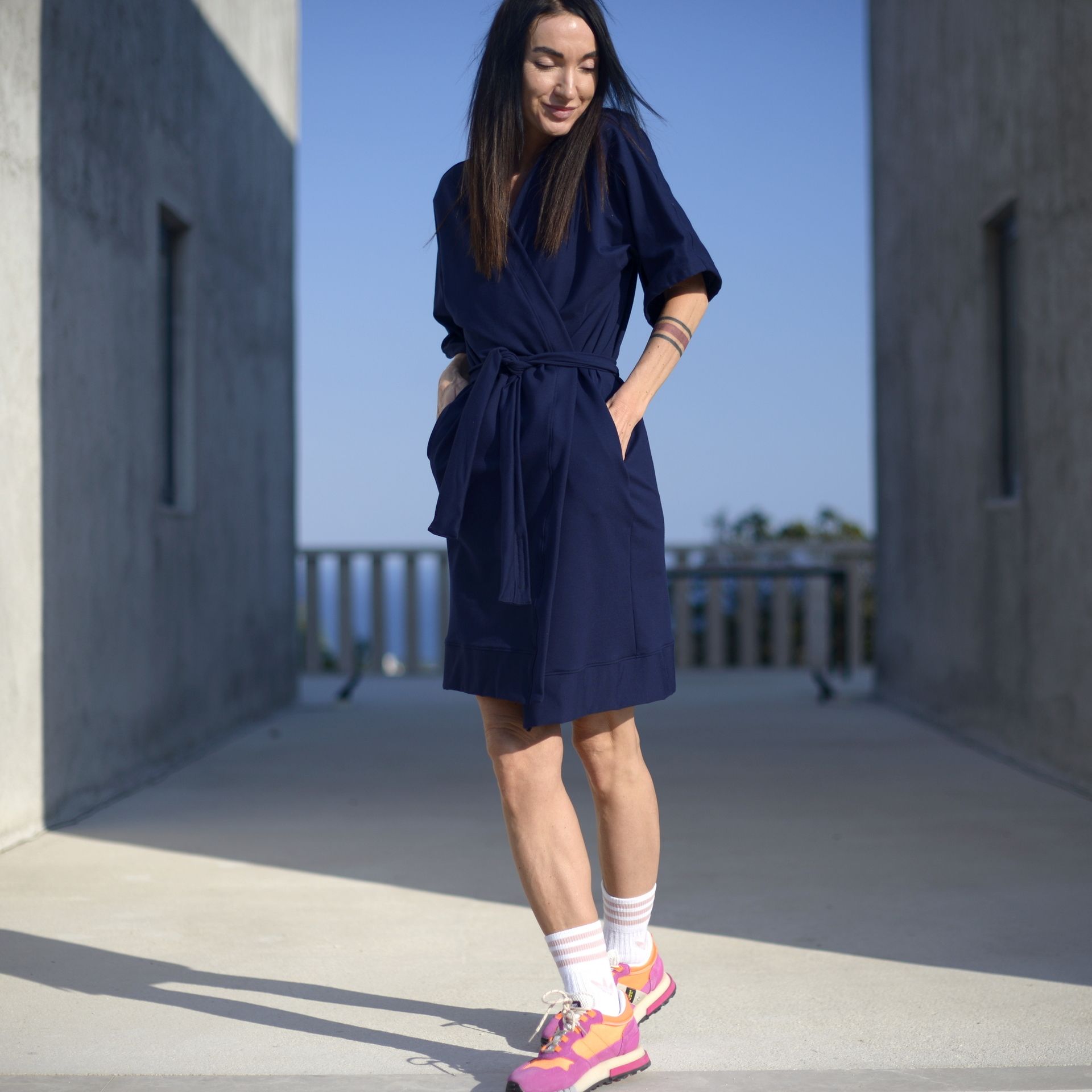 Bioga your local fashion brand - Šaty - Kimono dress- jersey-navy